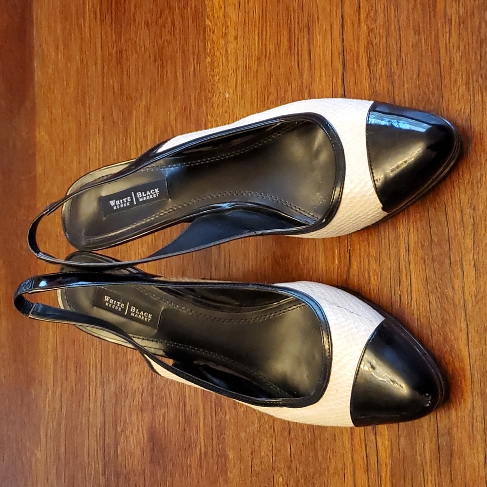 Cream and black heels, size 8, White House Black Market